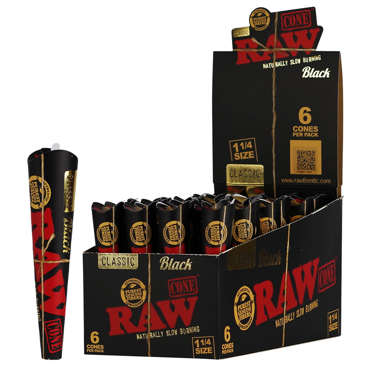 Raw Classic Black 1 1/4 Size (6 ct.)