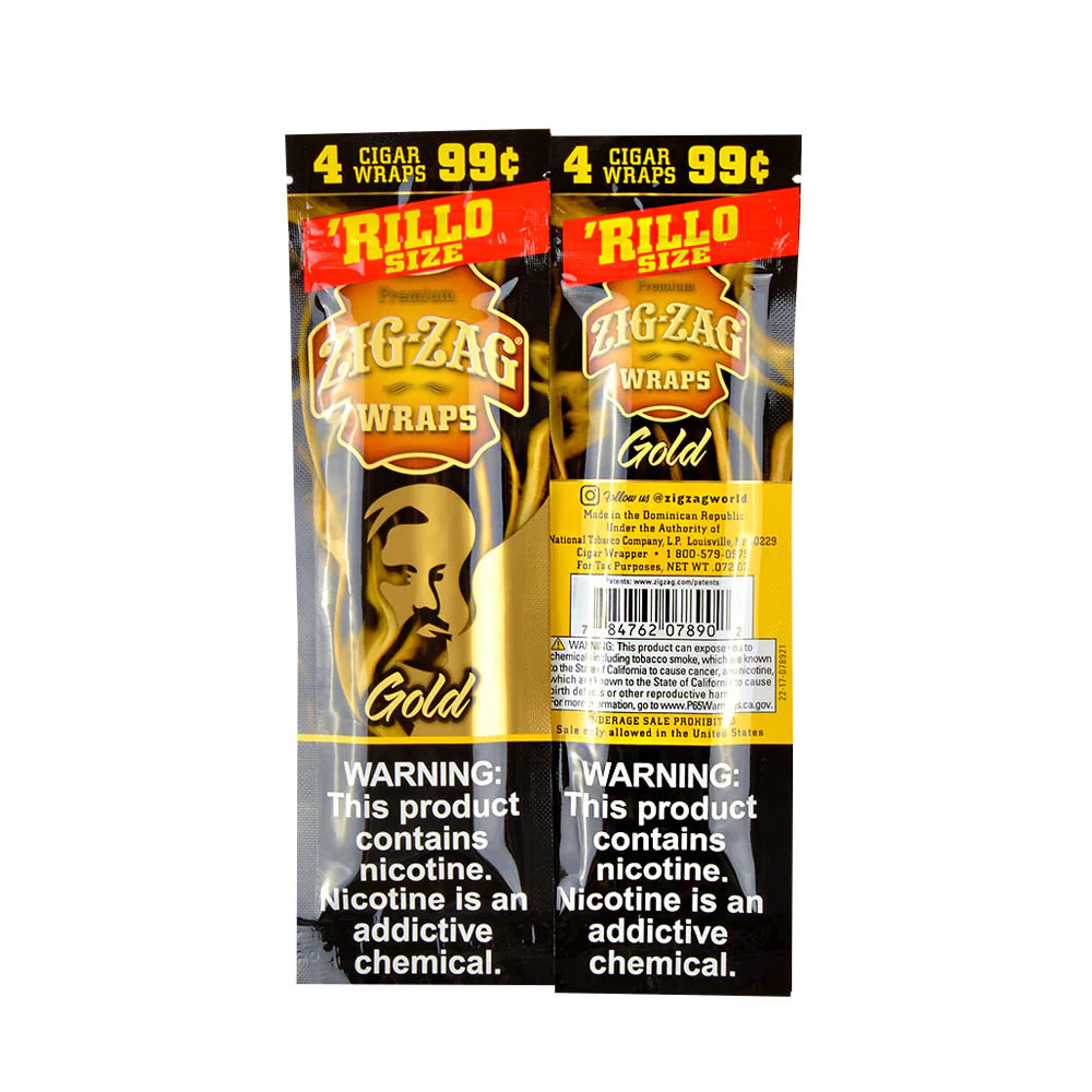 Premium Zig-Zag Wraps (Rillo Size): Gold